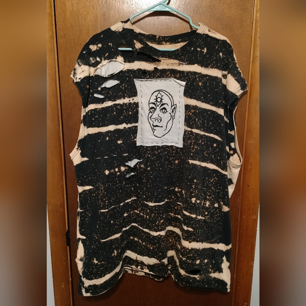 Third Eye Hand Painted Bleach Dyed Tank Top
